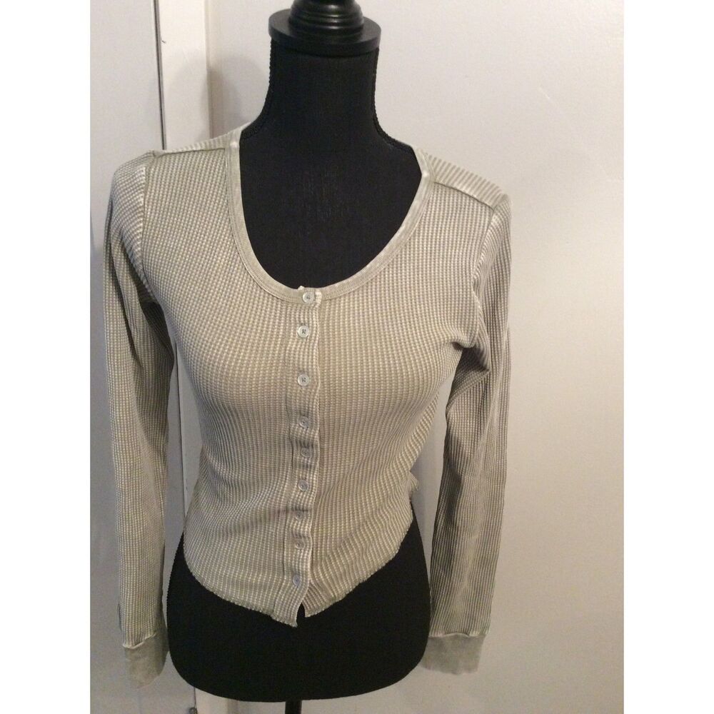 New NWT Olive Thermal Crop Top Button Front Tillys Full Tilt Large L